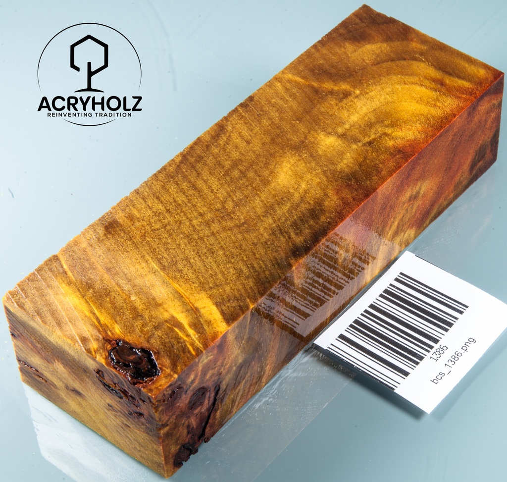 Pappel Maser stabilisiert Griffblock | 140x50x35 | ACRYHOLZ| Messergriff 1387
