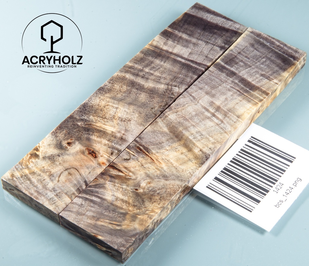 Kastanie Maser Griffschalen stabilisiert | 135x30x6 | acryholz | Messergriff | 1424