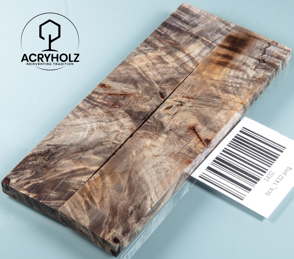 Kastanie Maser Griffschalen stabilisiert | 135x30x6 | acryholz | Messergriff | 1432