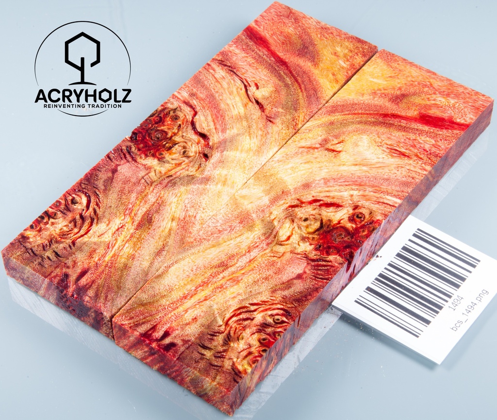 Pappel Griffschalen stabilisiert | 140x40x10| acryholz| Messer | Griffholz 1494