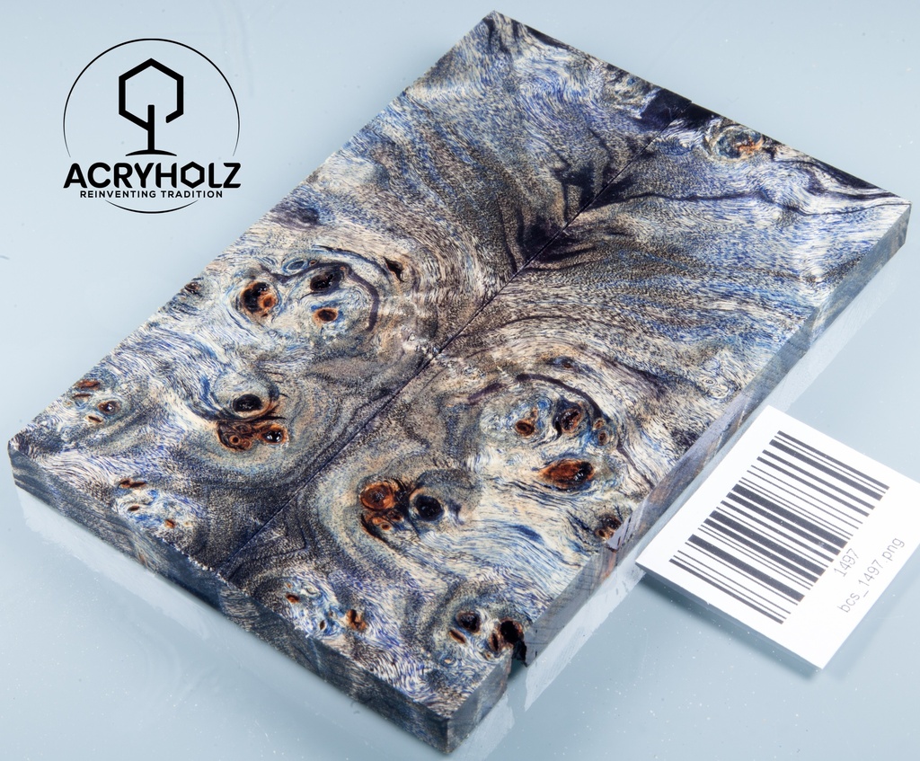 Pappel Griffschalen stabilisiert | 140x45x10| acryholz| Messer | Griffholz 1497