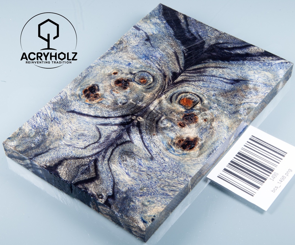 Pappel Griffschalen stabilisiert | 140x45x10| acryholz| Messer | Griffholz 1498