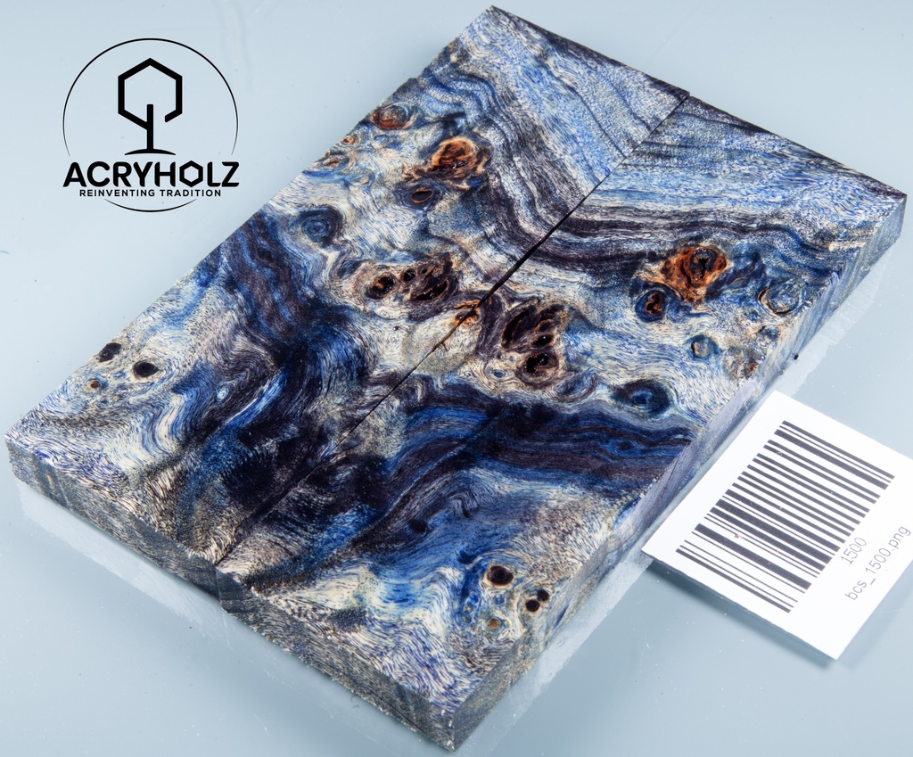 Pappel Griffschalen stabilisiert | 140x45x10| acryholz| Messer | Griffholz 1500