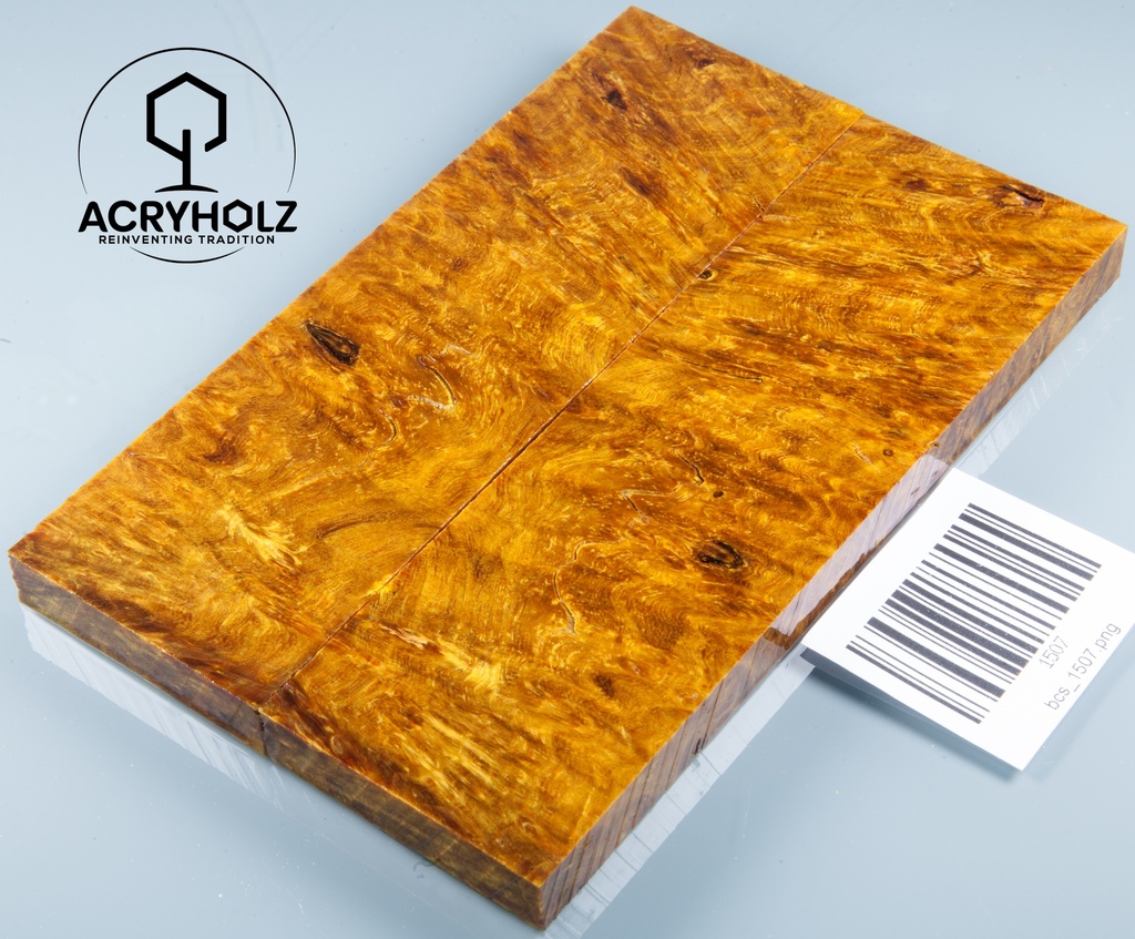 Ahorn Maser Griffschalen stabilisiert | 150x45x10 | acryholz | Messergriff | 1507
