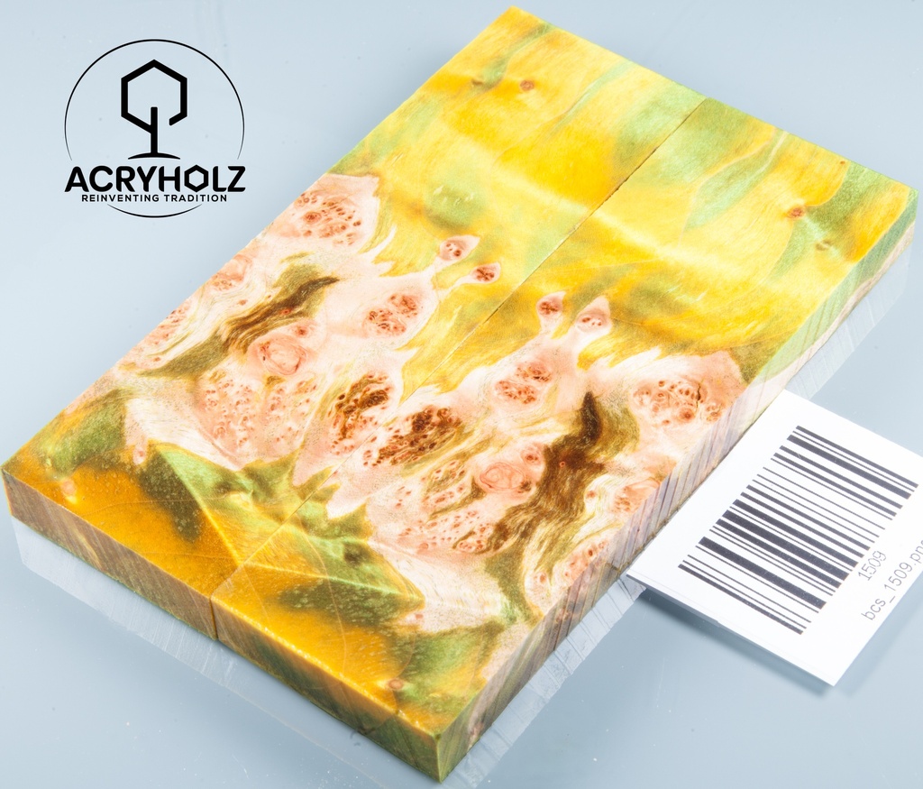 Ahorn Maser Griffschalen stabilisiert | 130x40x10 | acryholz | Messergriff | 1509