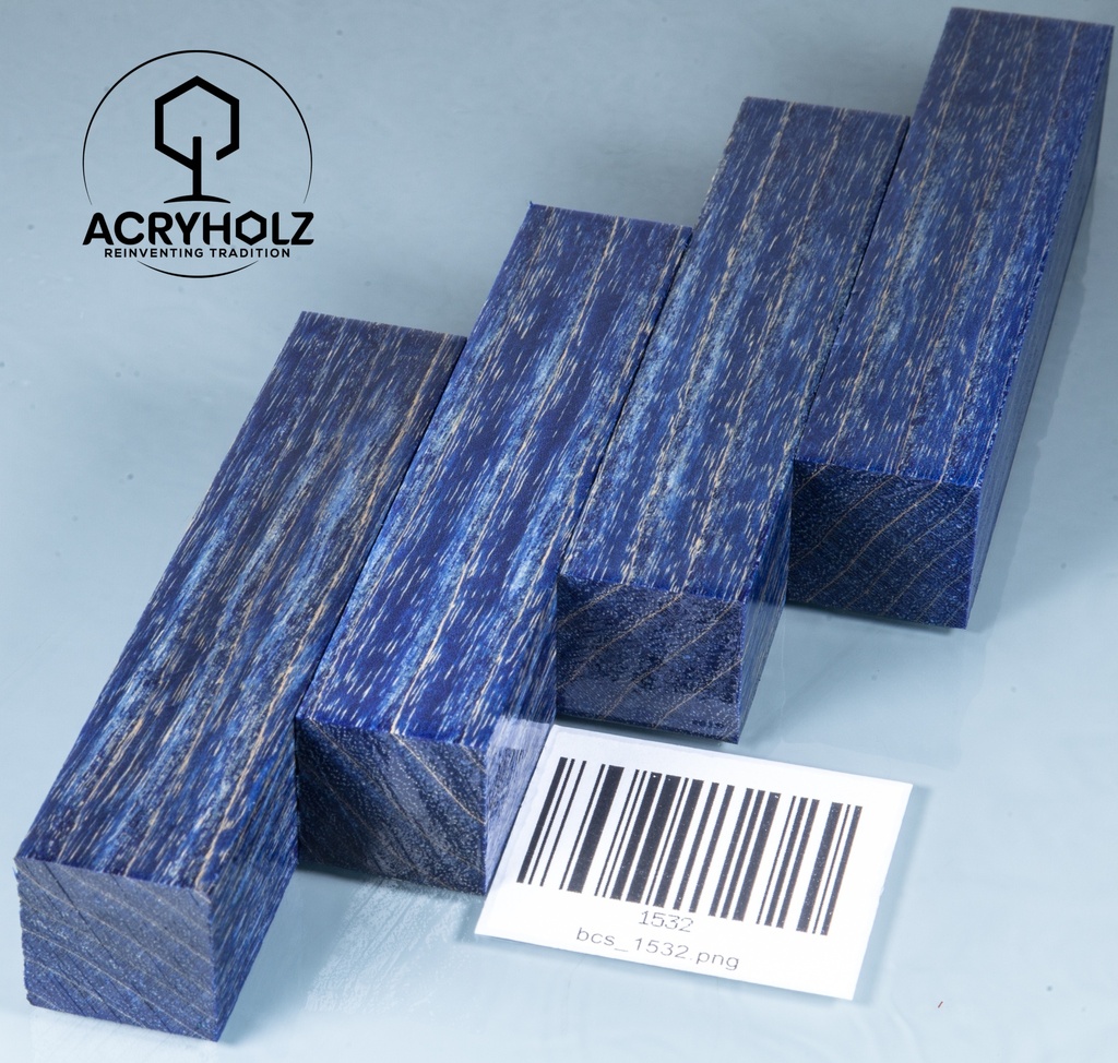 Esche Stiftrohling blau stabilisiert | 100x20x20 | acryholz | 1532
