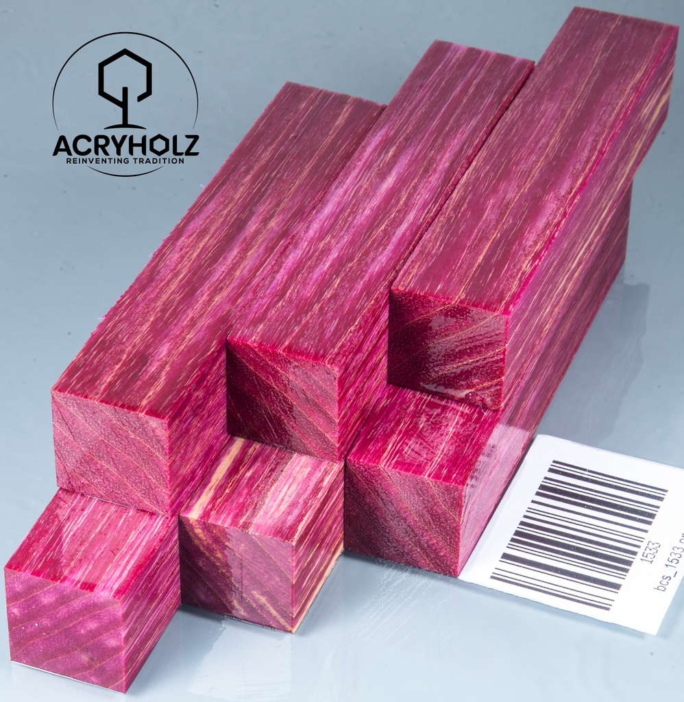 Esche Stiftrohling pink stabilisiert | 100x20x20 | acryholz | 1533