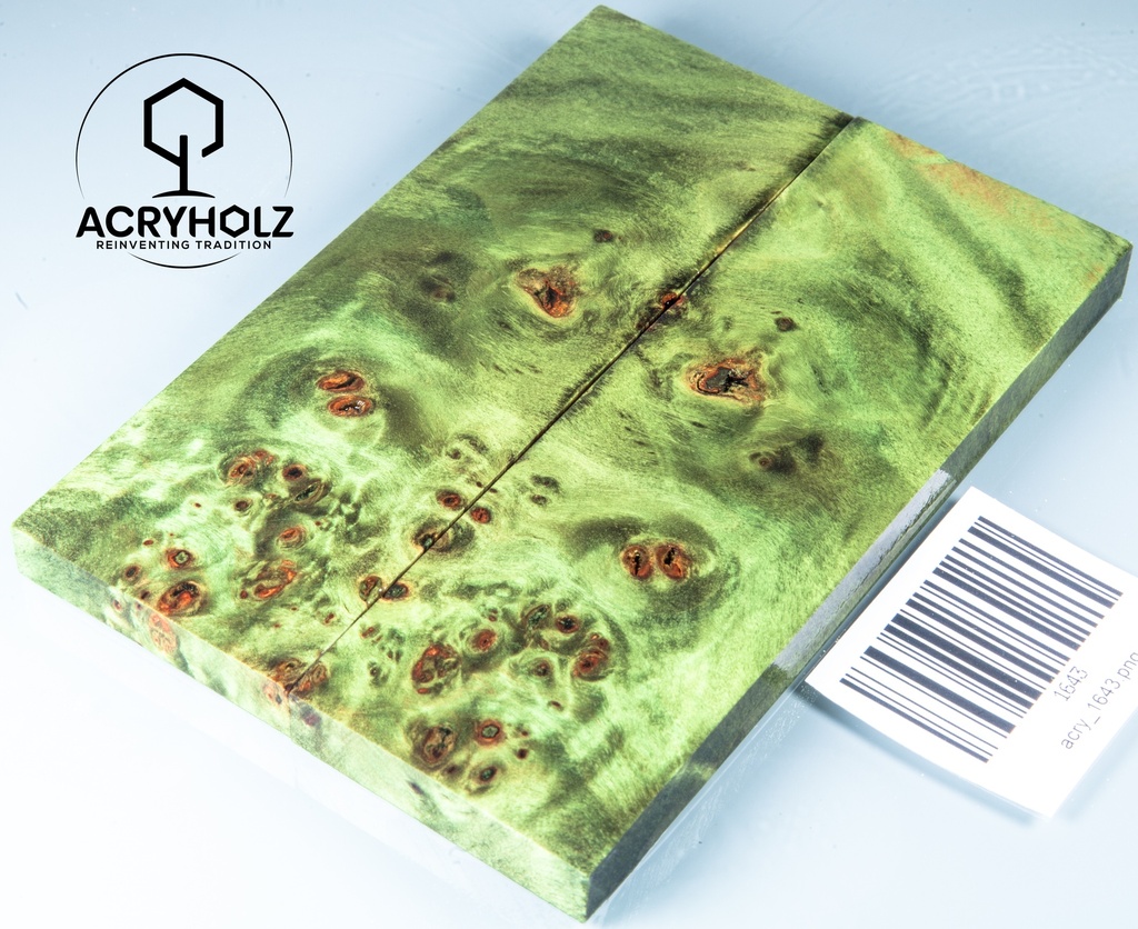 Pappel Griffschalen stabilisiert | 130x45x10| ACRYHOLZ | Messer | Griffholz 1643