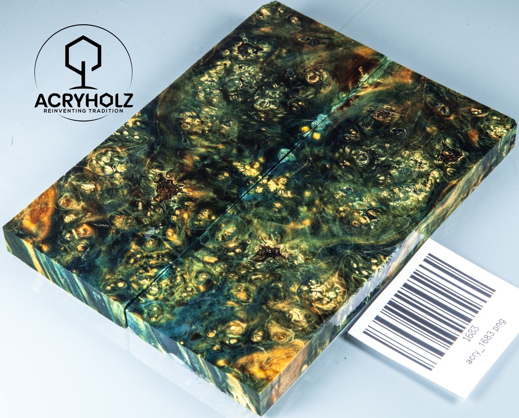 Box Elder Maser stabilisiert | acryholz | 125x45x10 | Griffschalenpaar 1683