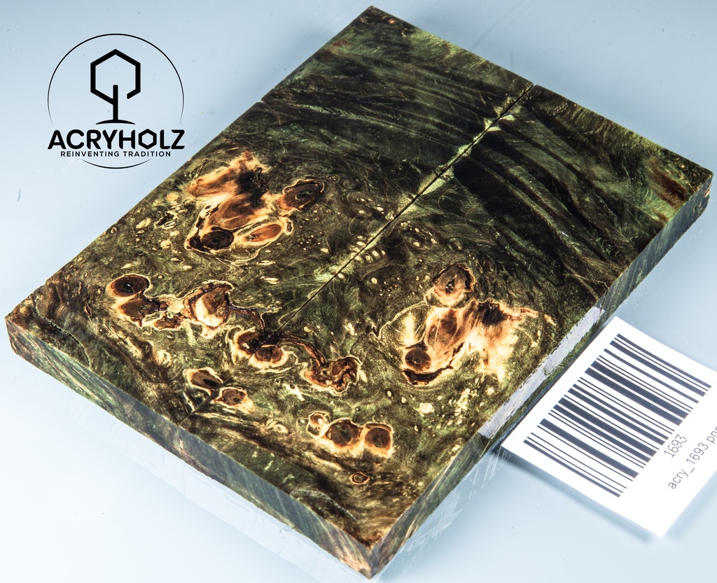 Box Elder Maser stabilisiert | acryholz | 120x45x10 | Griffschalenpaar 1693