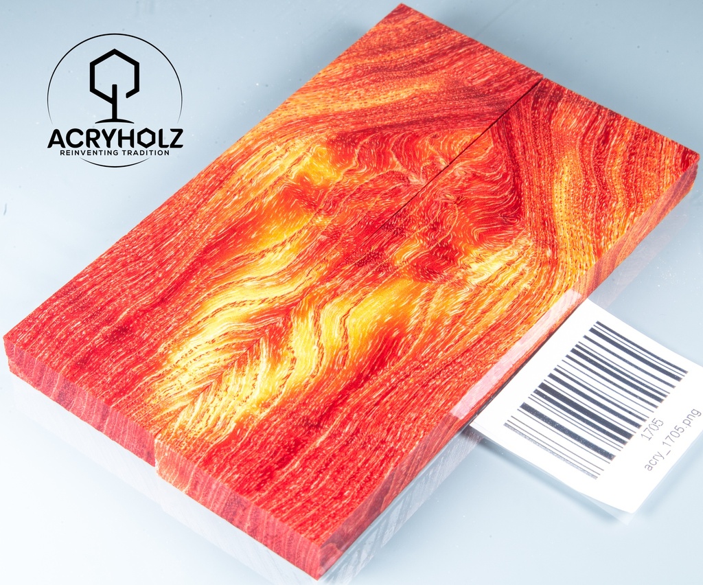 Esche Griffschalen stabilisiert | 130x40x10| acryholz| Messerbau 1705