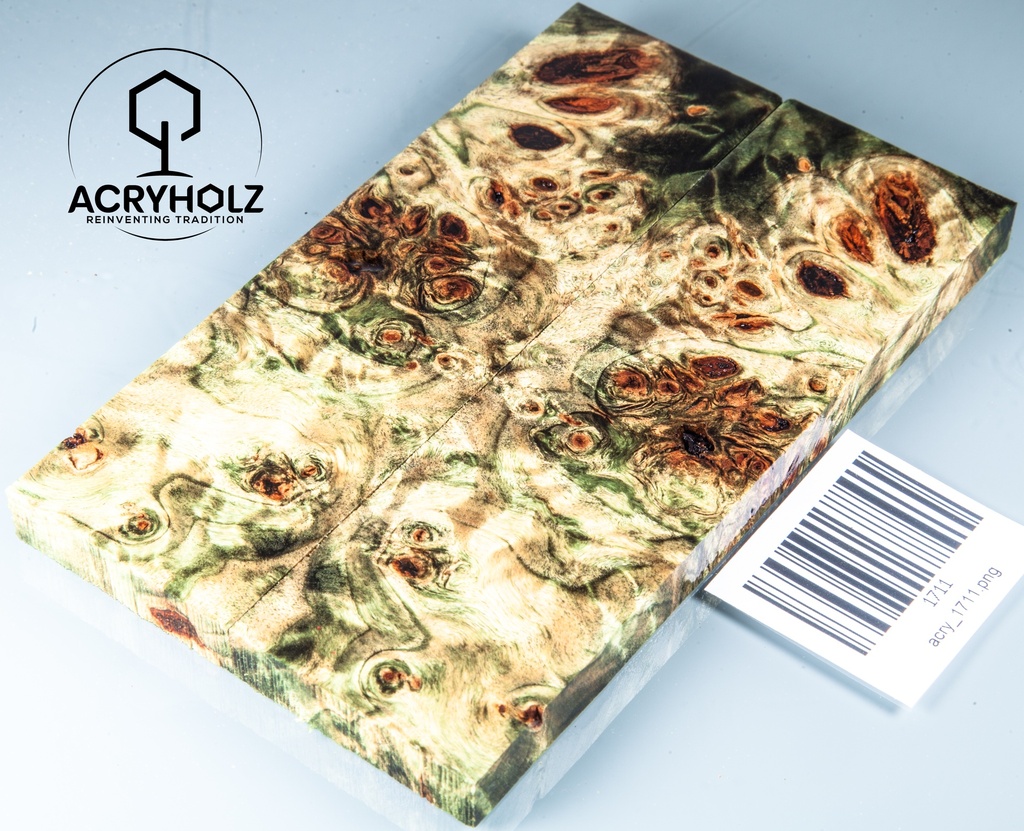 Pappel Griffschalen stabilisiert | 145x45x10| acryholz| Messer | Griffholz 1711