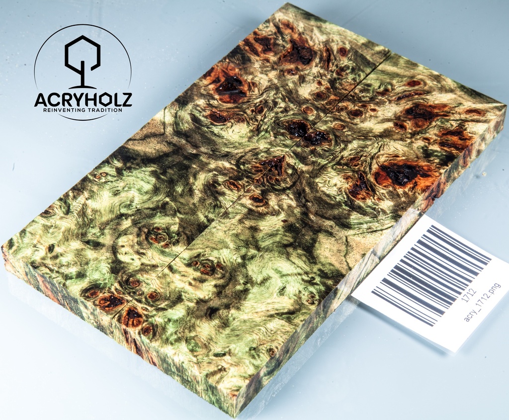 Pappel Griffschalen stabilisiert | 145x45x10| acryholz| Messer | Griffholz 1712
