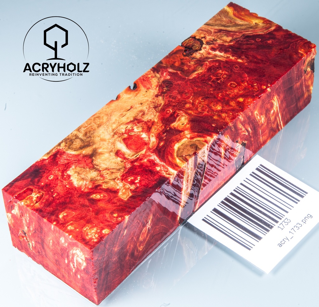 Box Elder Maser stabilisiert Griffblock | 120x40x30 | ACRYHOLZ | Messergriff 1733