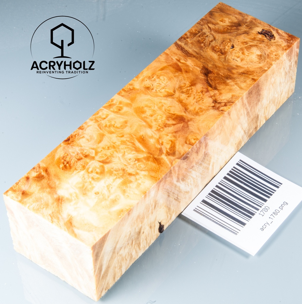 Eschenahorn Maser Griffblock stabilisiert | 140x40x30 | acryholz | 1780
