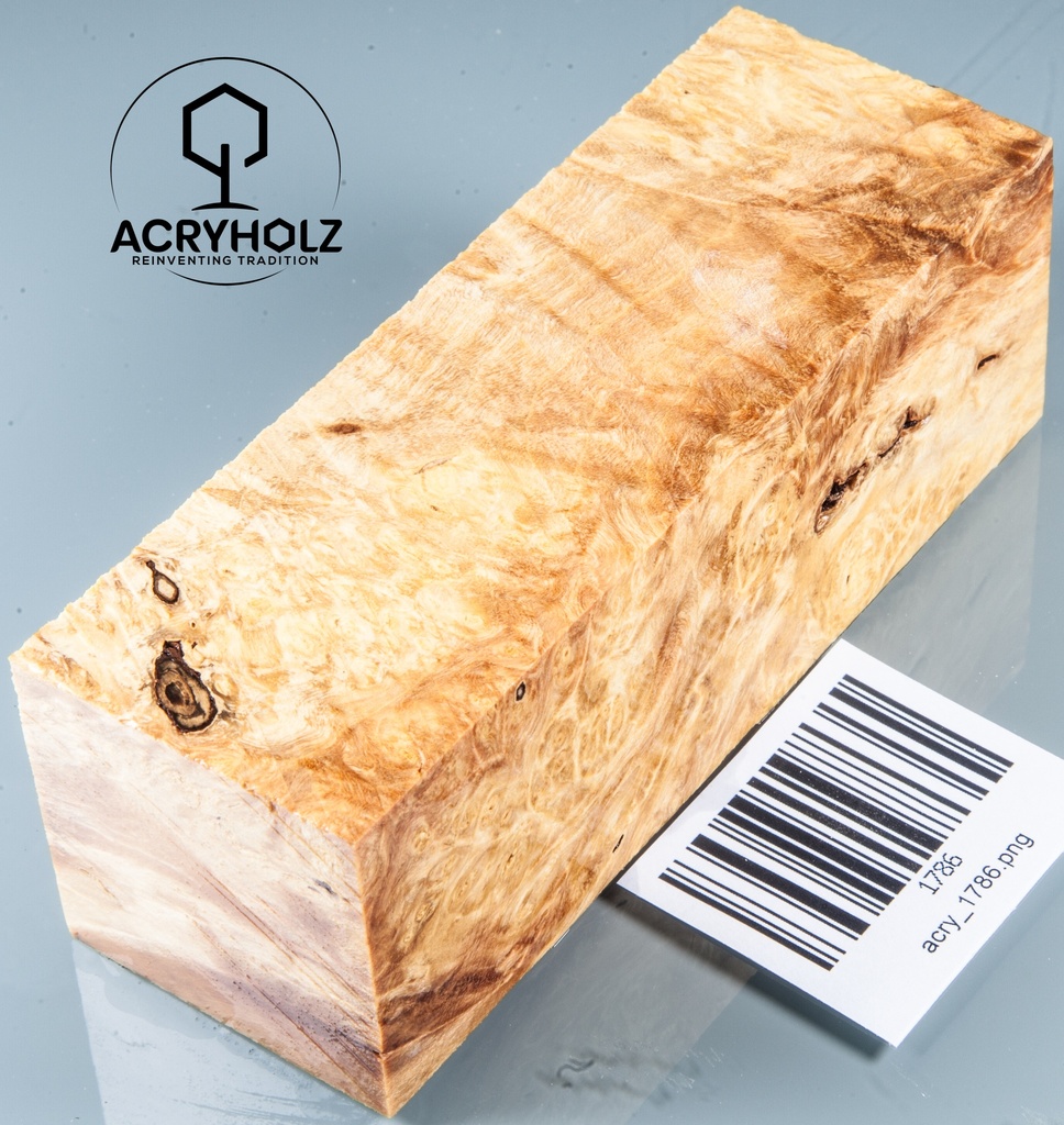 Eschenahorn Maser Griffblock stabilisiert | 120x40x40 | acryholz | 1786