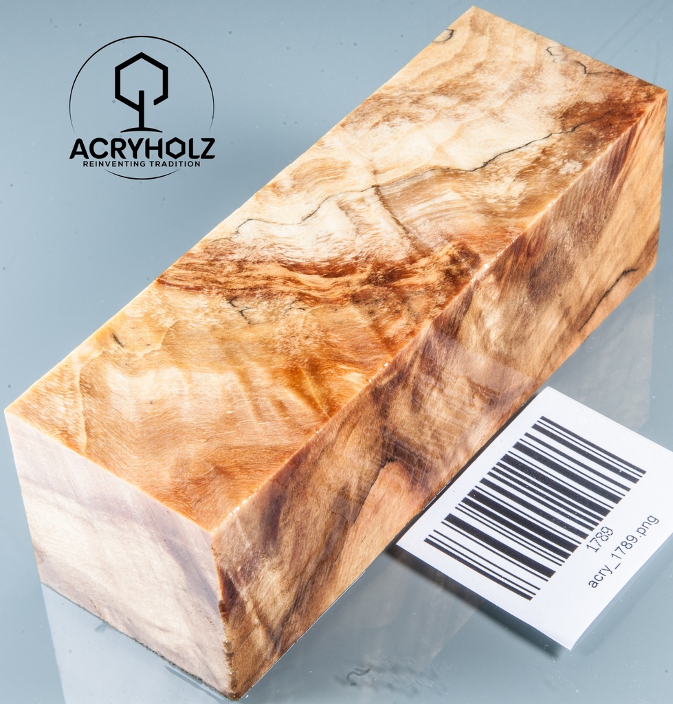 Eschenahorn Maser Griffblock stabilisiert | 120x40x40 | acryholz | 1789