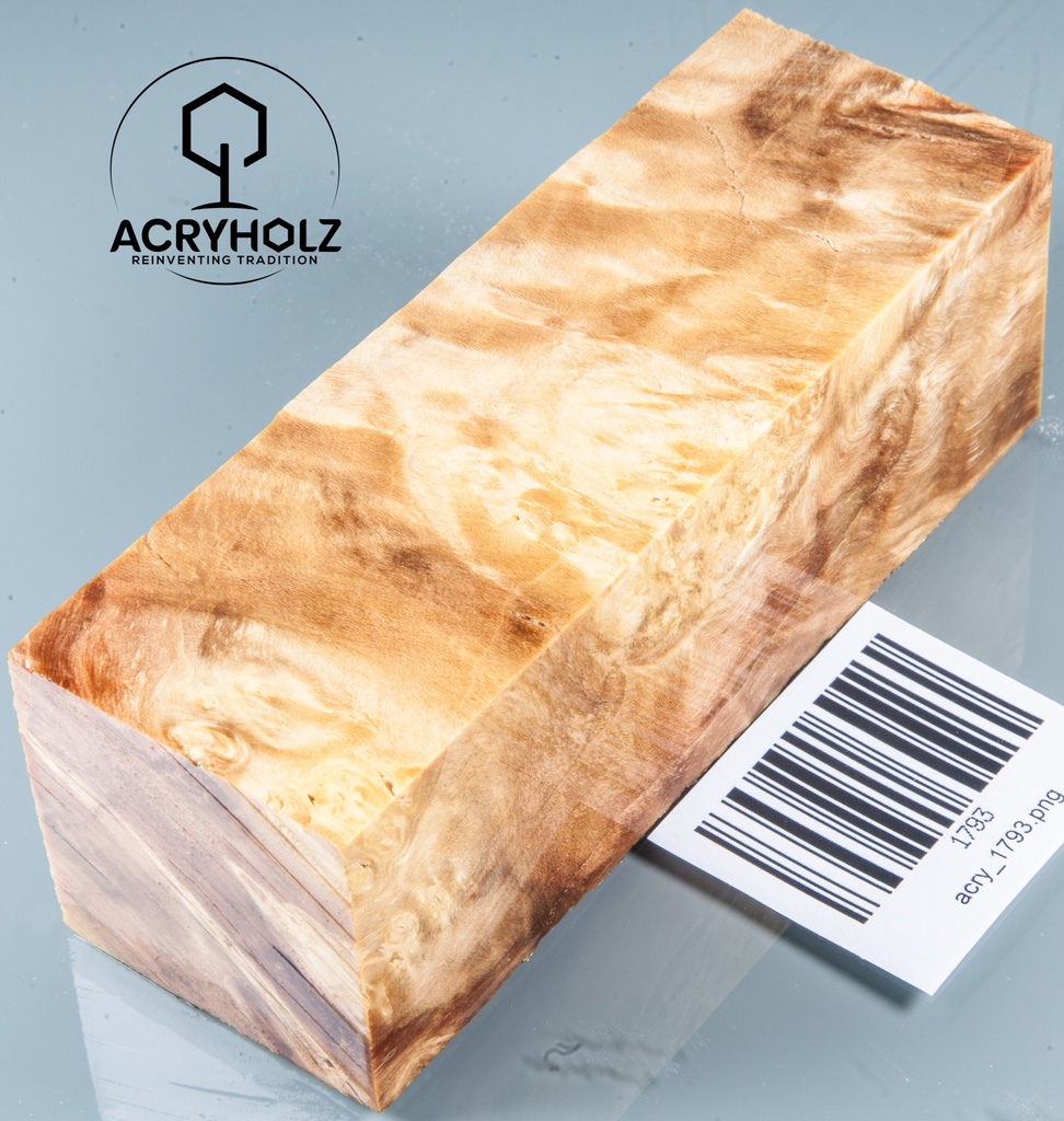 Eschenahorn Maser Griffblock stabilisiert | 120x40x40 | acryholz | 1793