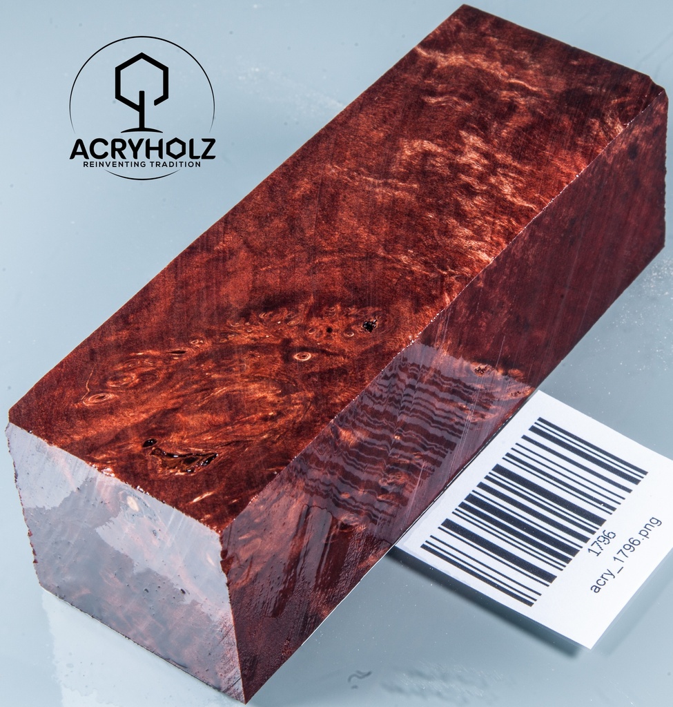 Kastanie Maser Griffblock stabilisiert | 140x40x40 | ACRYHOLZ | Messergriff | 1796