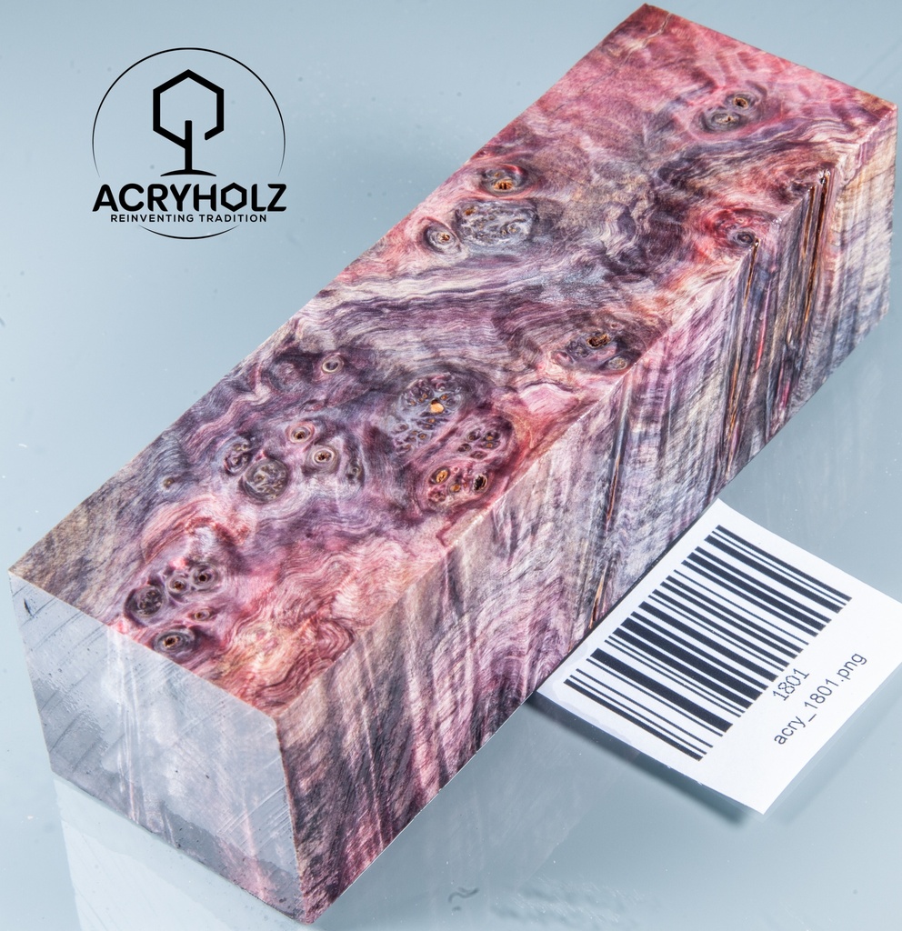 Kastanie Maser Griffblock stabilisiert | 130x40x35 | ACRYHOLZ | Messergriff | 1801