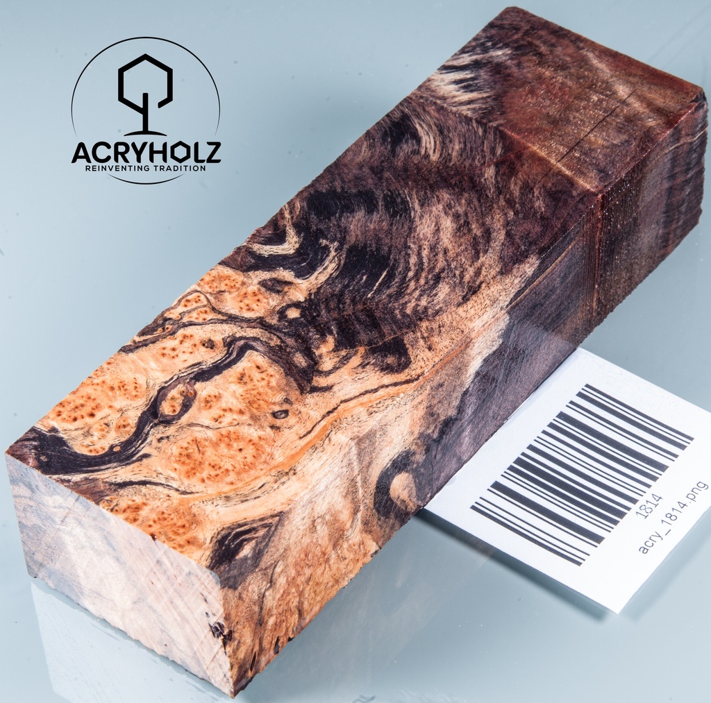 Ahorn Maser Griffblock stabilisiert | 130x40x30 | acryholz | 1814