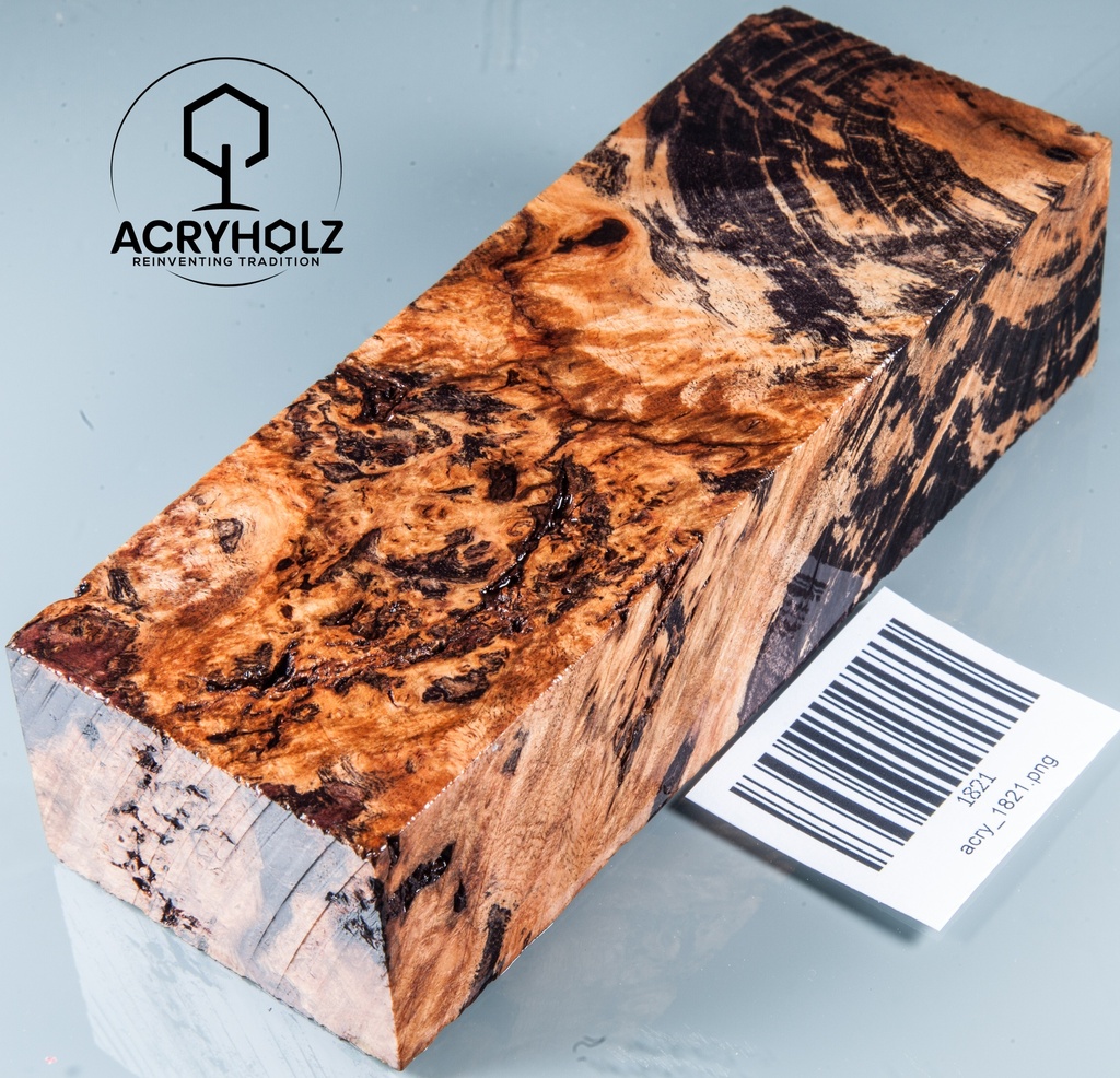 Ahorn Maser stabilisiert Drechselholz | 142x50x35 | ACRYHOLZ | 1821