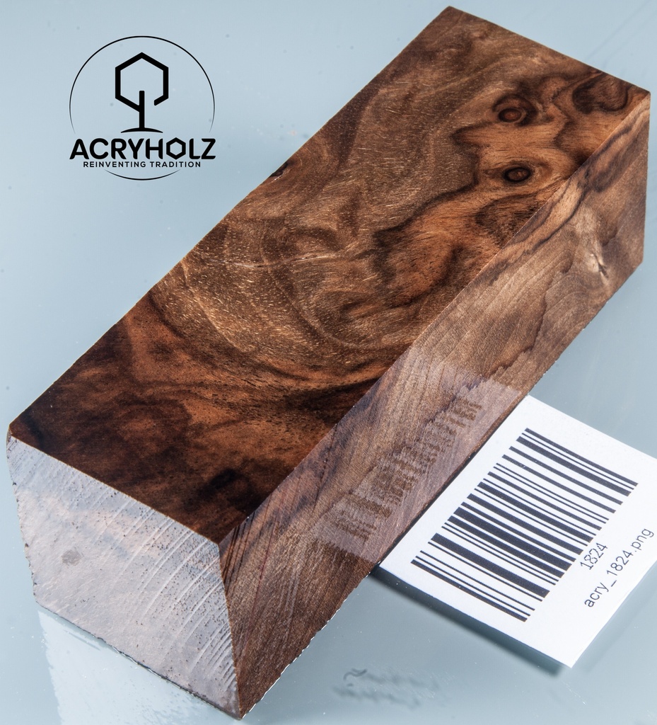 Walnuss Maser Griffblock stabilisiert | 120x40x40 | acryholz | 1824