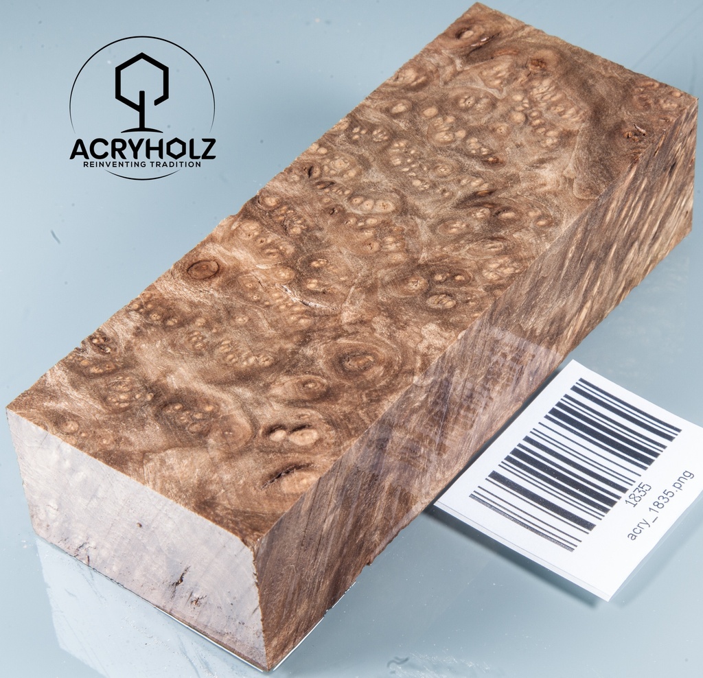 Walnuss Maser Griffblock stabilisiert | 130x50x30 | acryholz | 1835