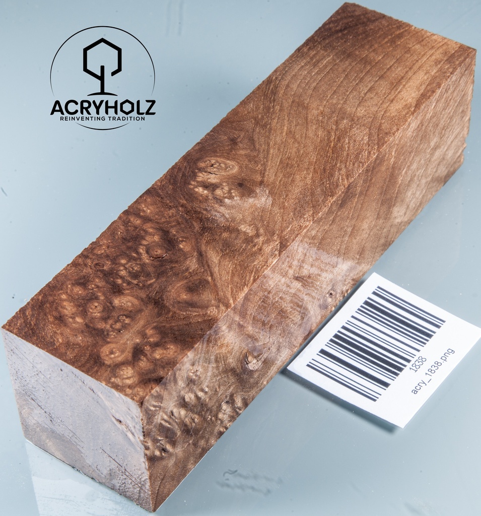Walnuss Maser Griffblock stabilisiert | 150x40x40 | acryholz | 1838