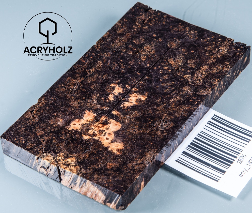 Ahorn Maser Griffschalen stabilisiert | 110x30x10| ACRYHOLZ| Messerbau 1876