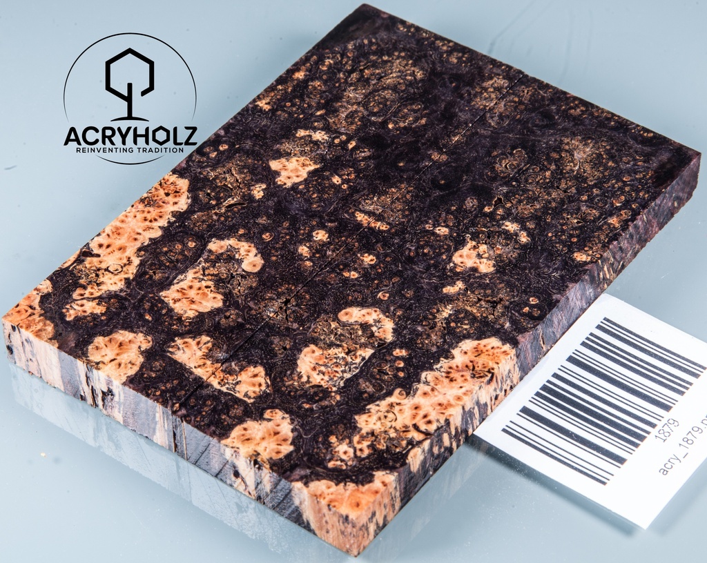 Ahorn Maser Griffschalen stabilisiert | 110x40x10| ACRYHOLZ| Messerbau 1879