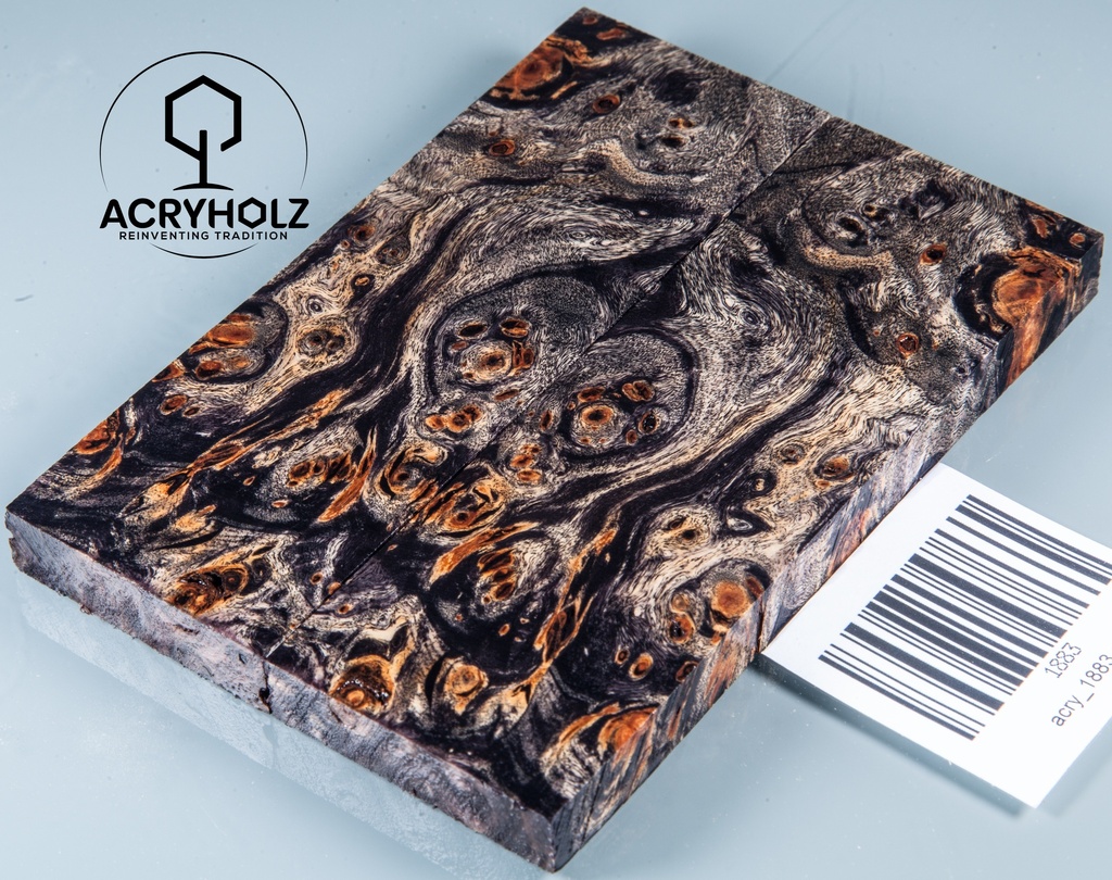 Pappel Griffschalen stabilisiert | 120x40x10| ACRYHOLZ | Messer | Griffholz 1883