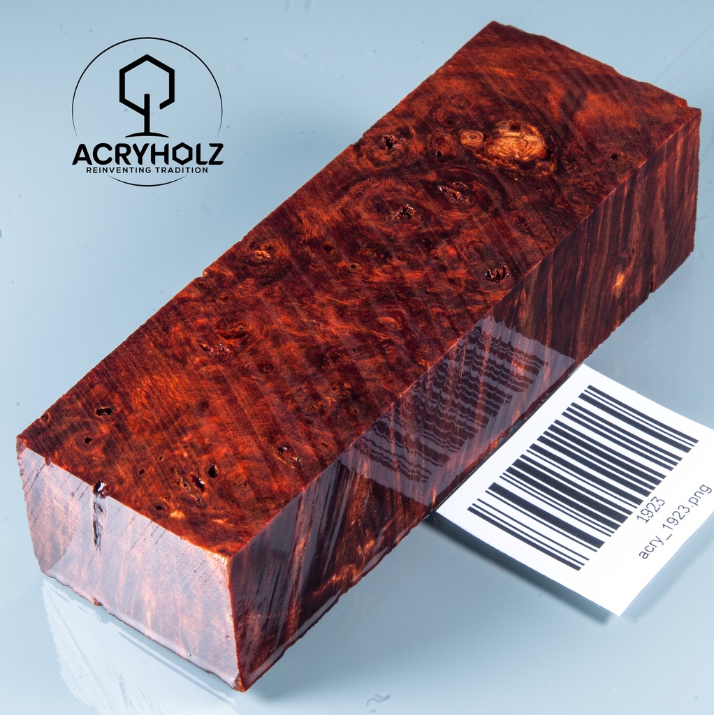 Pappel Maser stabilisiert Griffblock | 120x40x30| ACRYHOLZ | Messergriff 1923