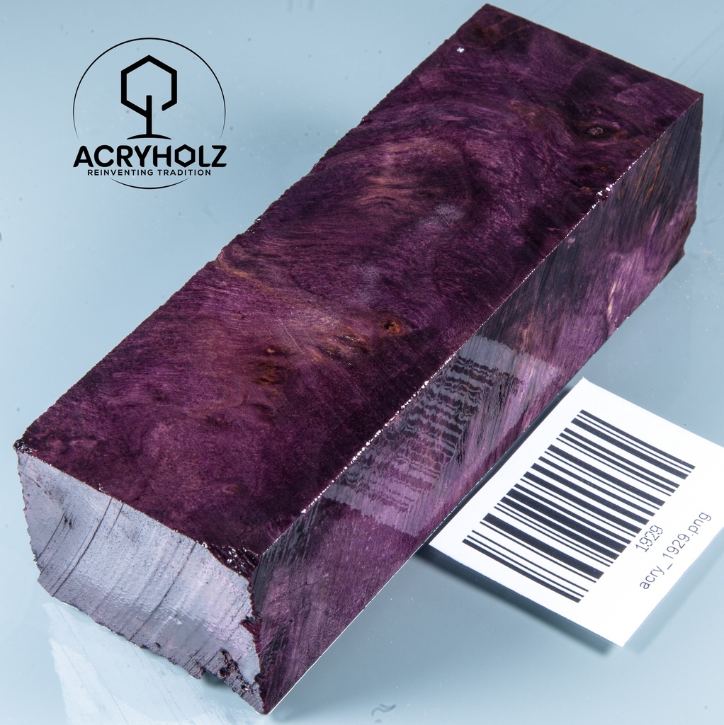 Pappel Maser stabilisiert Griffblock | 120x40x30| ACRYHOLZ | Messergriff 1929