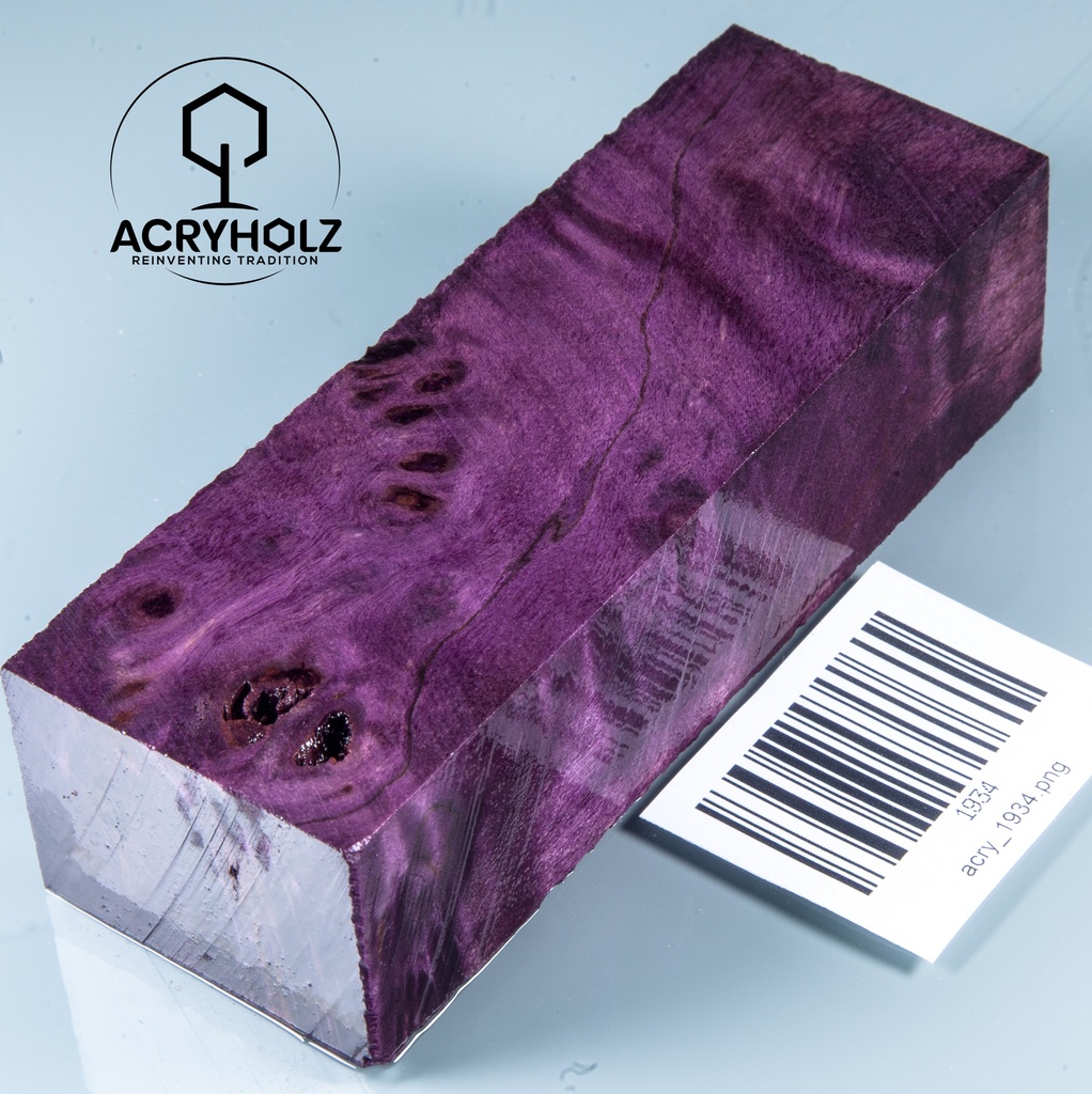 Pappel Maser stabilisiert Griffblock | 120x40x30| ACRYHOLZ | Messergriff 1934