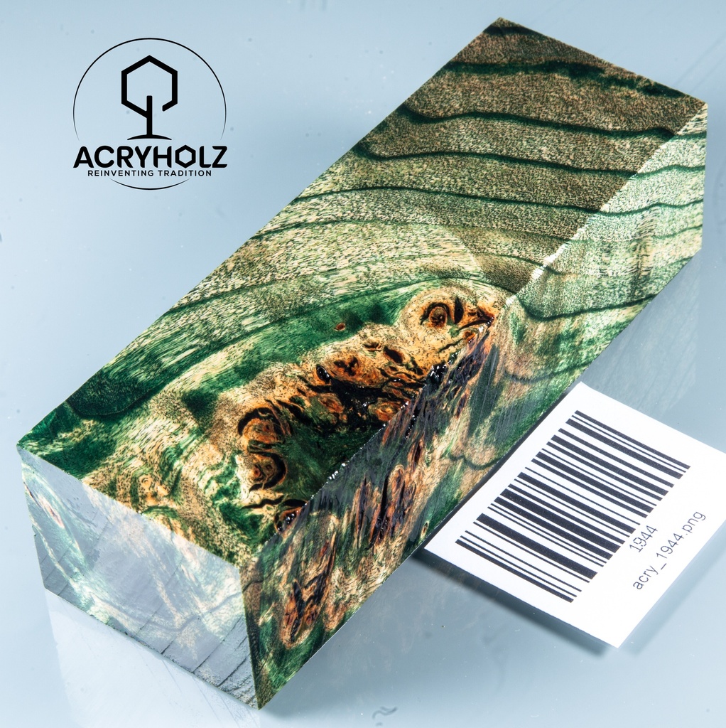 Pappel Maser stabilisiert Griffblock | 120x40x30| ACRYHOLZ | Messergriff 1944