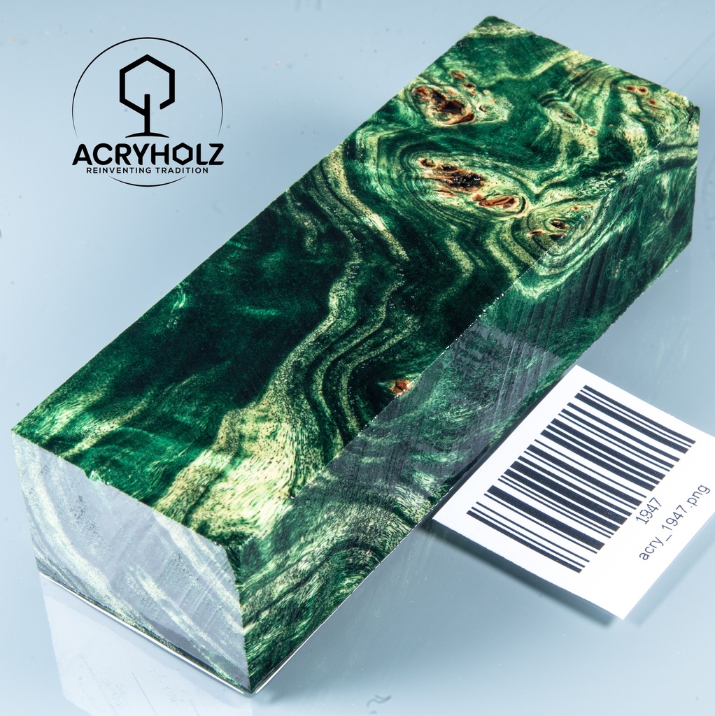 Pappel Maser stabilisiert Griffblock | 120x40x30| ACRYHOLZ | Messergriff 1947