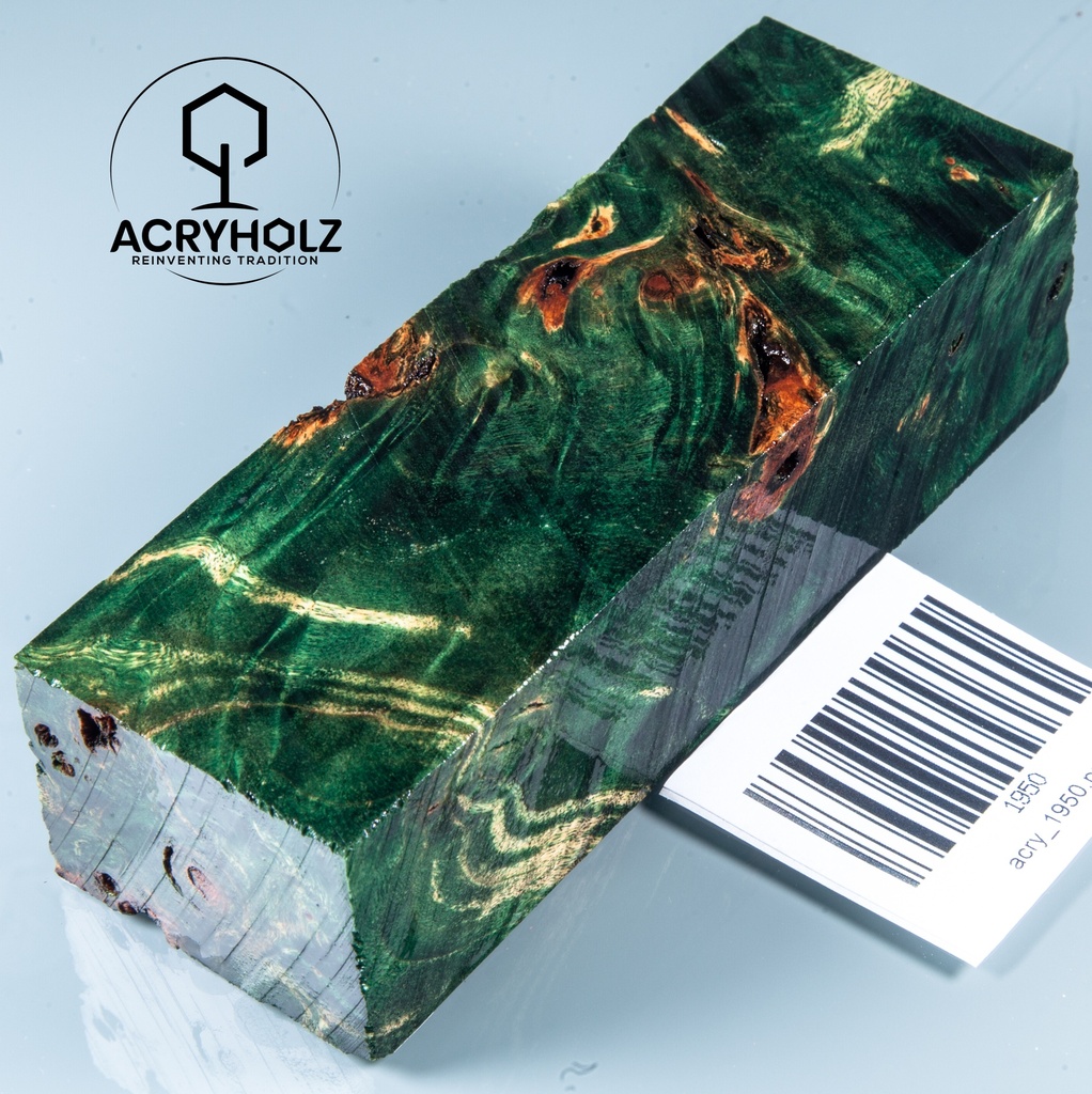 Pappel Maser stabilisiert Griffblock | 120x40x30| ACRYHOLZ | Messergriff 1950