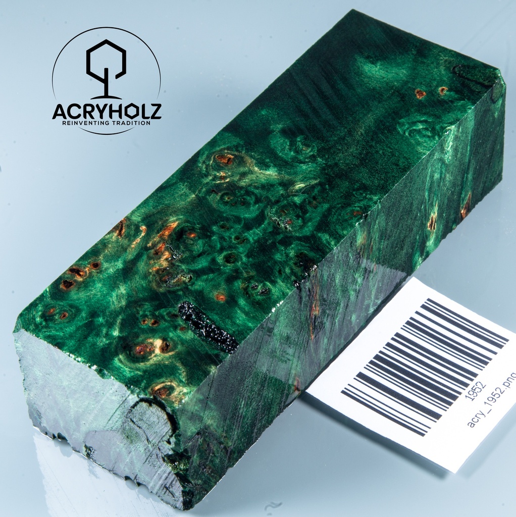 Pappel Maser stabilisiert Griffblock | 120x40x30| ACRYHOLZ | Messergriff 1952