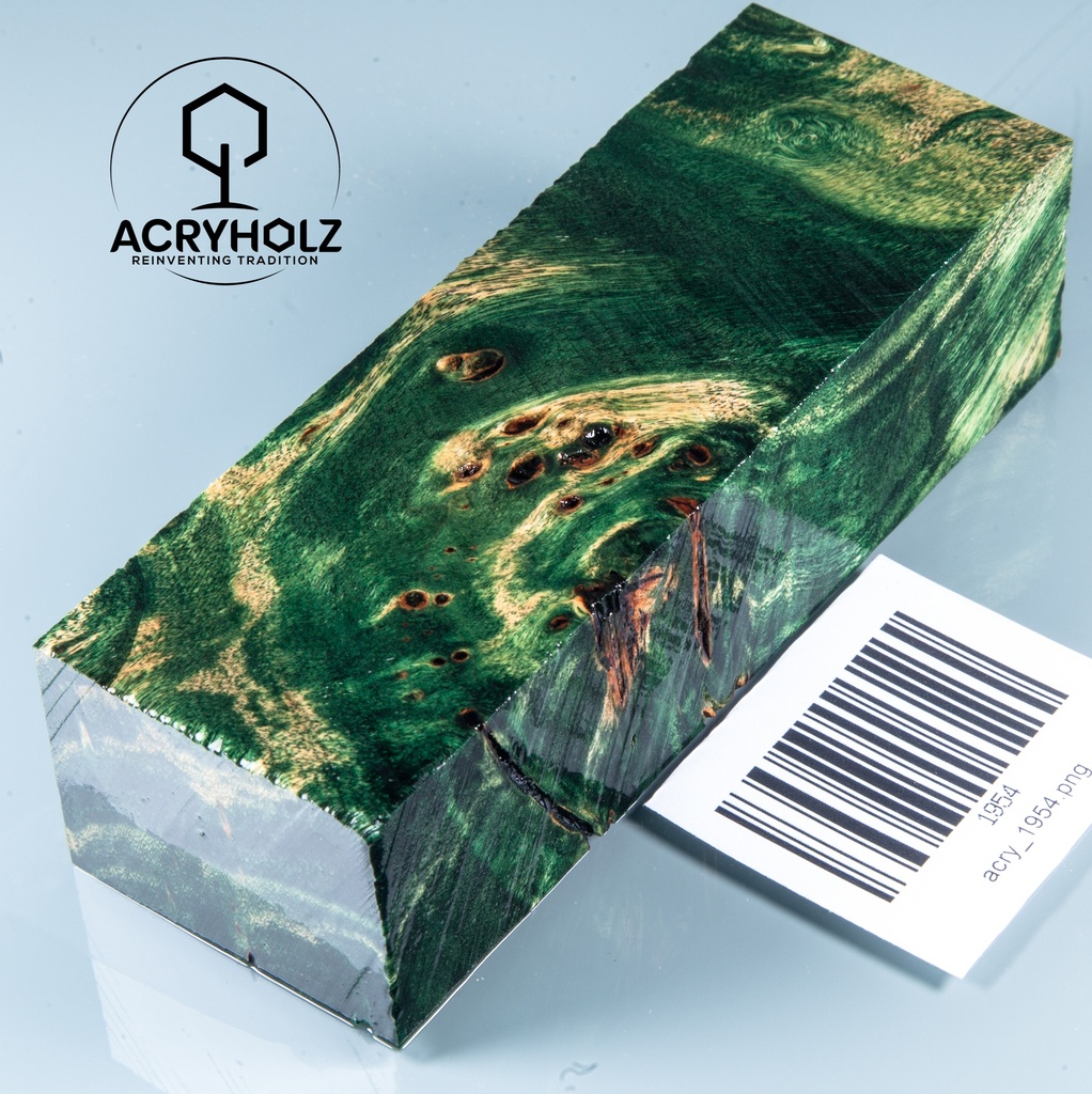 Pappel Maser stabilisiert Griffblock | 120x40x30| ACRYHOLZ | Messergriff 1954