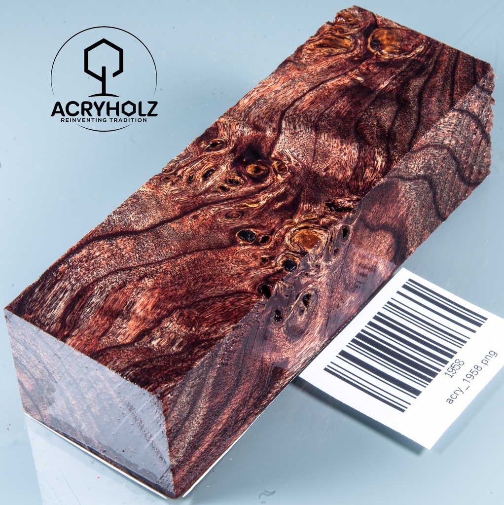 Pappel Maser stabilisiert Griffblock | 120x40x30| ACRYHOLZ | Messergriff 1958