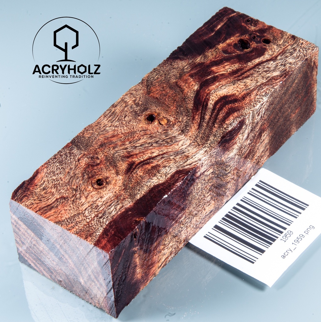 Pappel Maser stabilisiert Griffblock | 120x40x30| ACRYHOLZ | Messergriff 1959