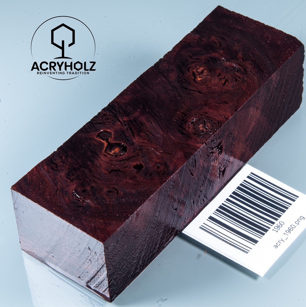 Pappel Maser stabilisiert Griffblock | 120x40x30| ACRYHOLZ | Messergriff 1960