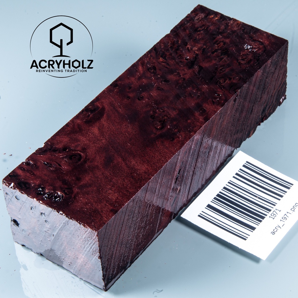 Pappel Maser stabilisiert Griffblock | 120x40x30| ACRYHOLZ | Messergriff 1971