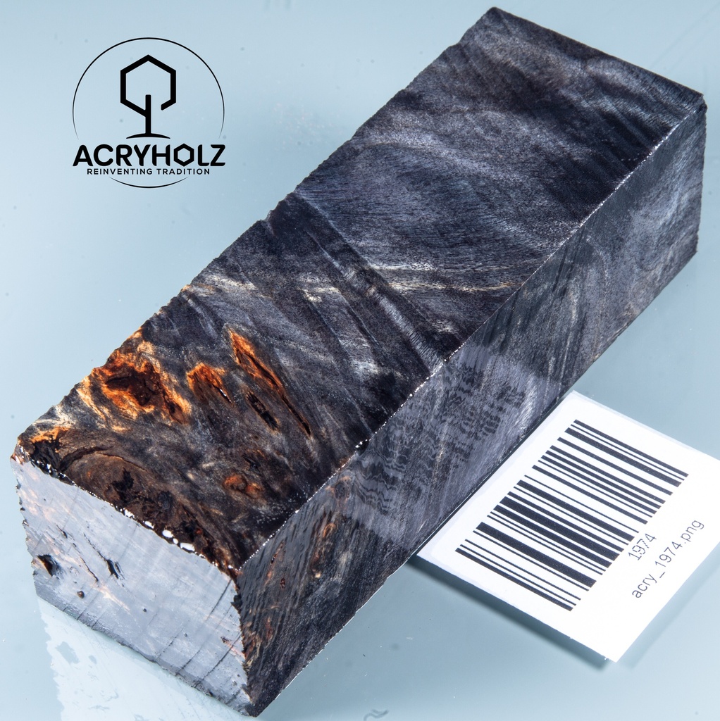 Pappel Maser stabilisiert Griffblock | 120x40x30| ACRYHOLZ | Messergriff 1974