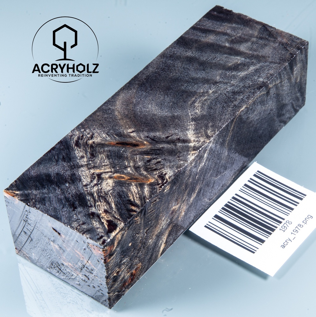 Pappel Maser stabilisiert Griffblock | 120x40x30| ACRYHOLZ | Messergriff 1978