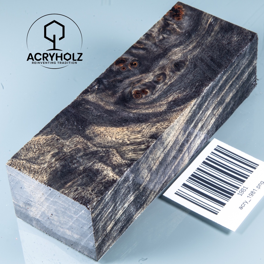 Pappel Maser stabilisiert Griffblock | 120x40x30| ACRYHOLZ | Messergriff 1981