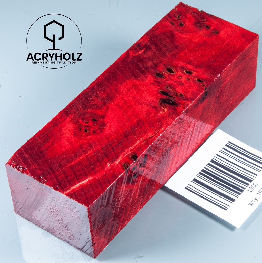 Pappel Maser stabilisiert Griffblock | 120x40x30| ACRYHOLZ | Messergriff 1986