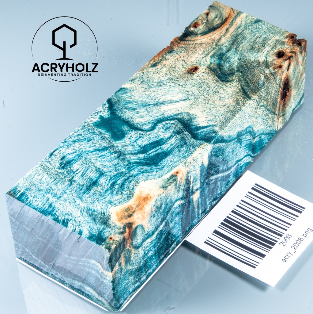 Pappel Maser stabilisiert Griffblock | 120x40x30| ACRYHOLZ | Messergriff 2008