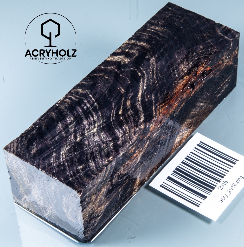 Pappel Maser stabilisiert Griffblock | 120x40x30| ACRYHOLZ | Messergriff 2016